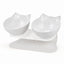 Set 2 Boluri inaltate pentru Pisici si Caini Mici, Suport inclinat 15°, Antiderapant, 28x15x10,5 cm, Alb