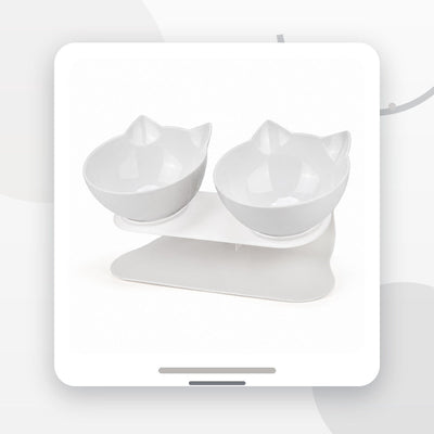 Set 2 Boluri Înălțate pentru Pisici și Câini Mici, Suport Înclinat 15°, Antiderapant, 28x15x10,5 cm, Alb – imagine 2