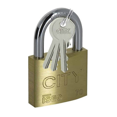 Lacat City 40 mm din alama cu 3 chei si pin antigaurire otel