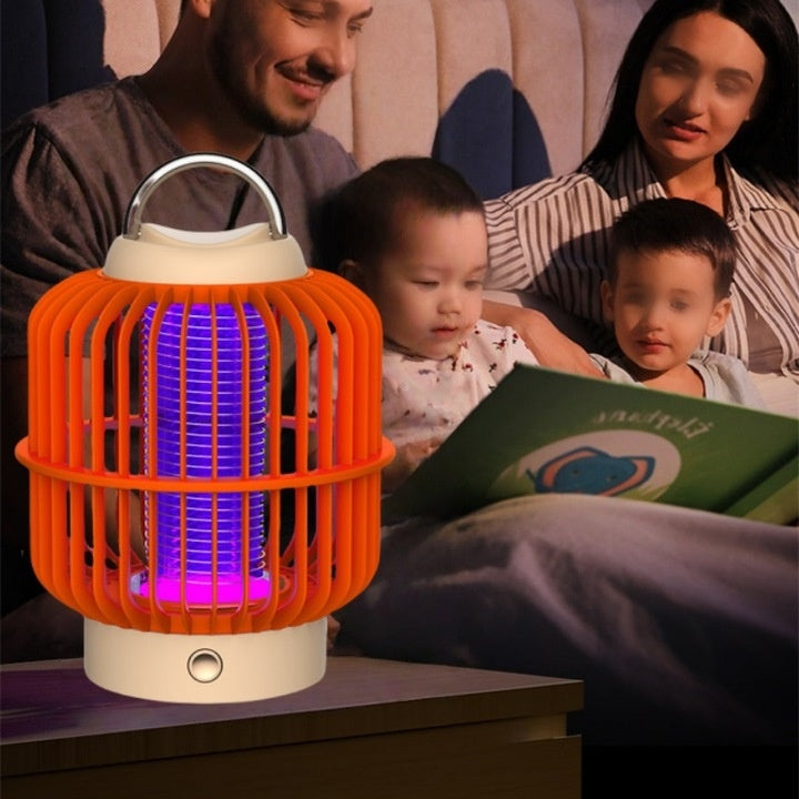 Lampa anti-tantari, unda UV pentru a atrage tantarii, soc electric puternic, 360°, sigura si ecologica, 1200mAh, incarcare USB, portocaliu