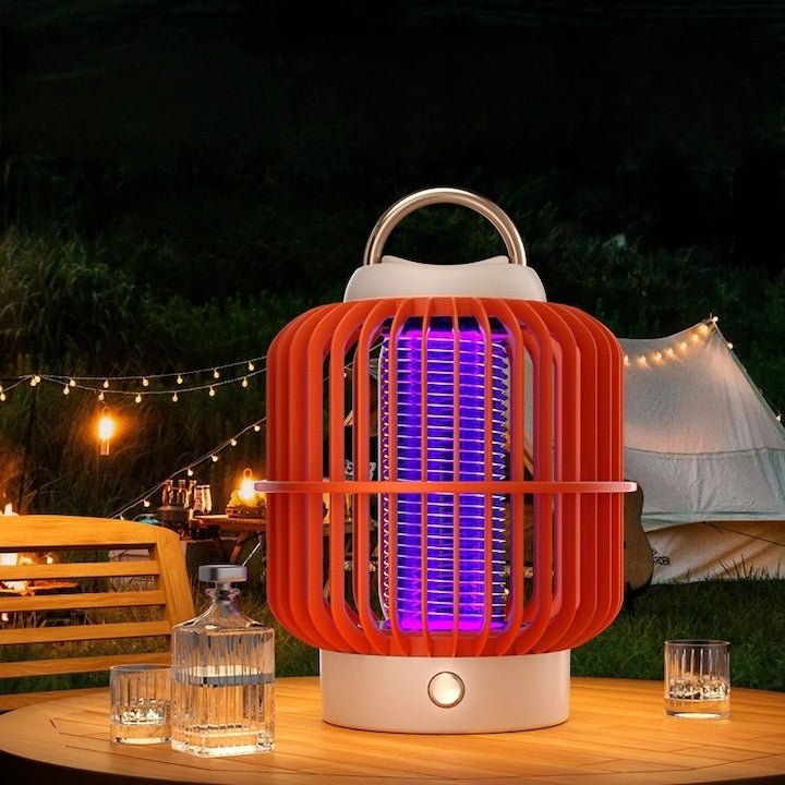 Lampa anti-tantari, unda UV pentru a atrage tantarii, soc electric puternic, 360°, sigura si ecologica, 1200mAh, incarcare USB, portocaliu