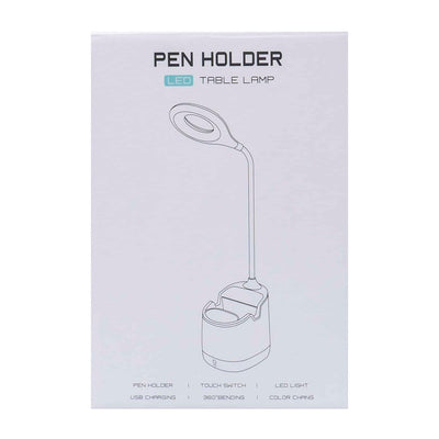 Lampa birou copii cu 3 tipuri lumina si suport pixuri, somon, LED USB