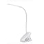 Lampa de birou, LED, alimentare USB, prindere tip clama, din ABS, brat flexibil, buton On/Off, lumina rece, alb