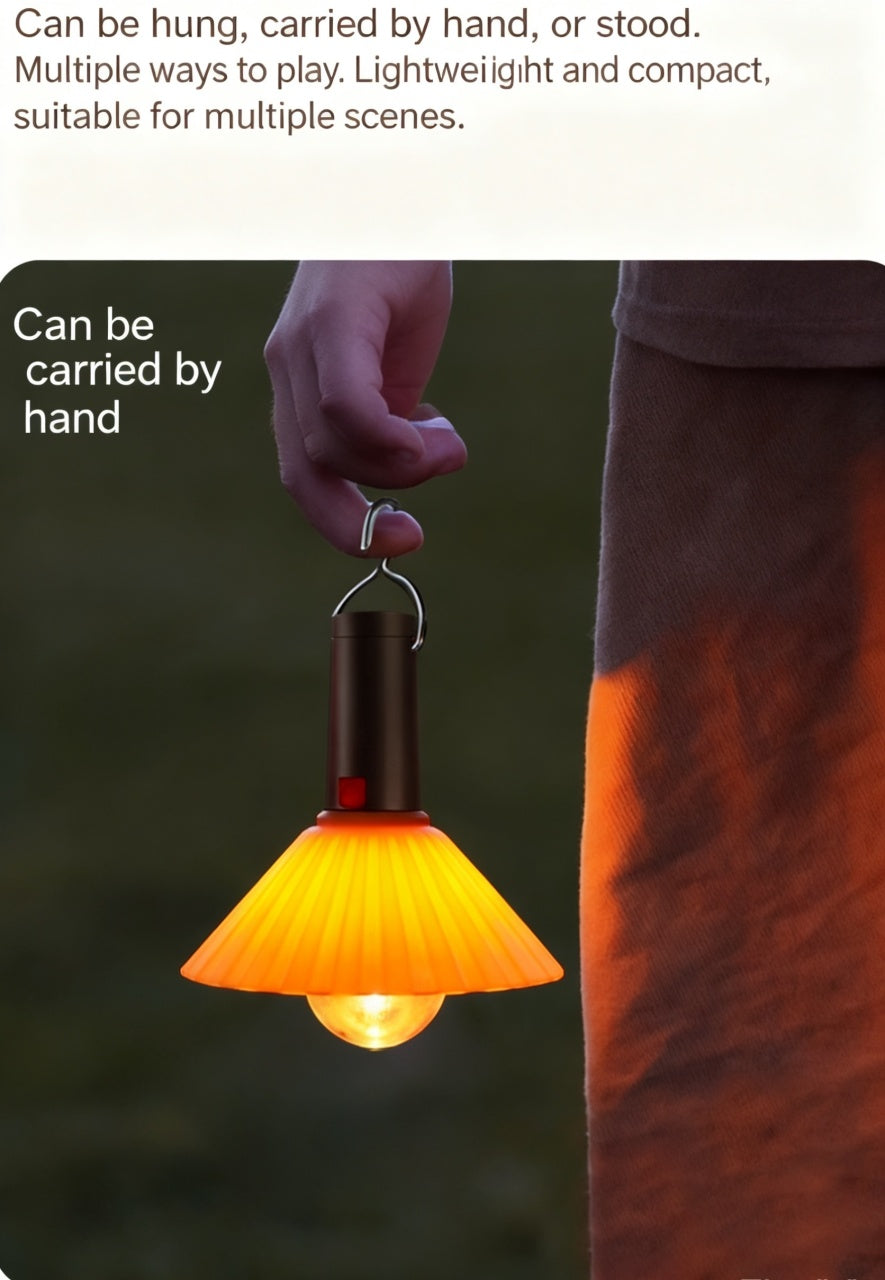Lampă de camping suspendată pentru exterior, multifuncțională, rezistentă la apă, reîncărcabilă, ușor de transportat, negru