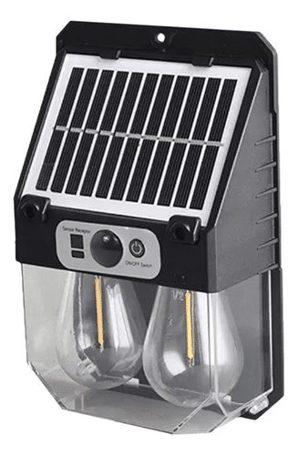Lampa de perete LED dubla cu panou solar, senzor miscare si telecomanda