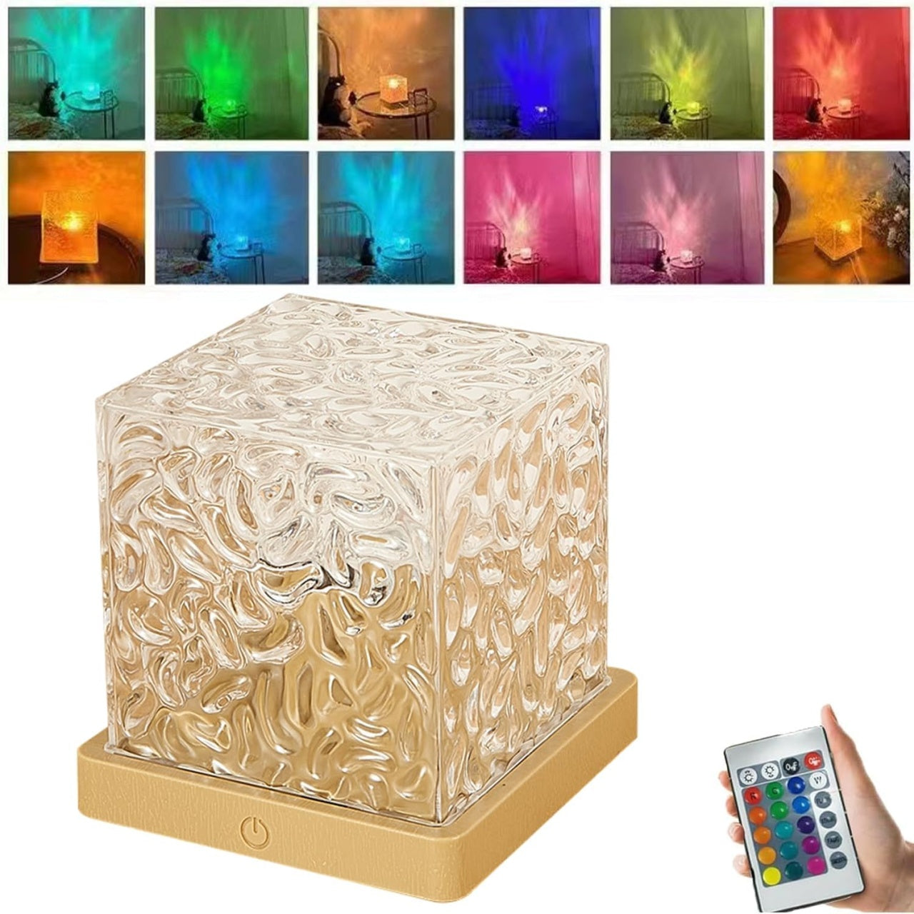 Lampa de veghe LED, LEAN, proiector cu 16 culori RGB, cu telecomanda, Luminozitate reglabila, Iluminat la 360 grade