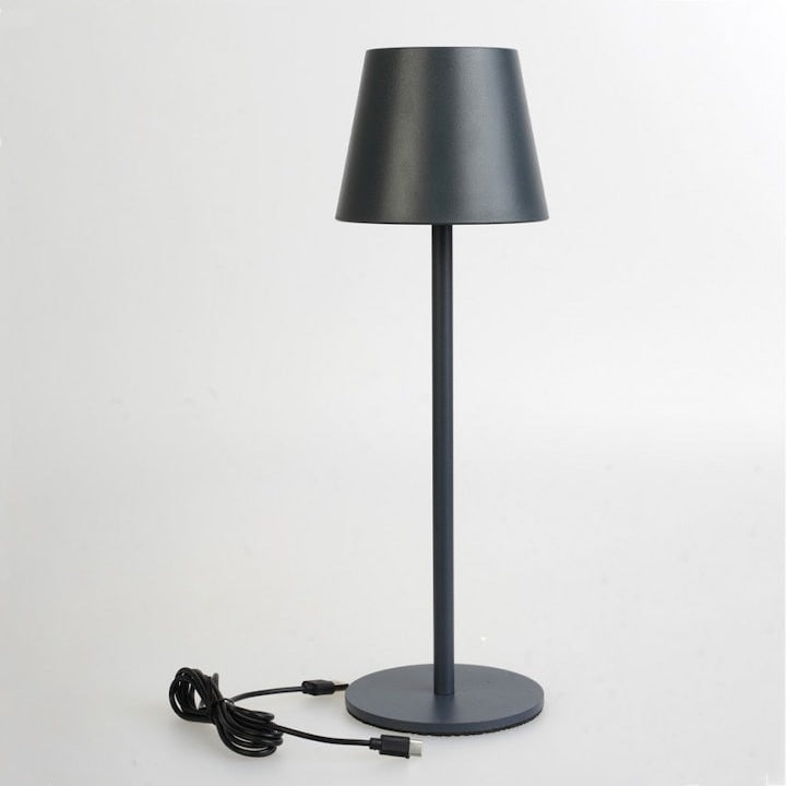 Lampa LED de masa, tocuh control, diametru 11cm, inaltime 36 cm, cu 3 intensitati de lumina, cap detasabil, negru