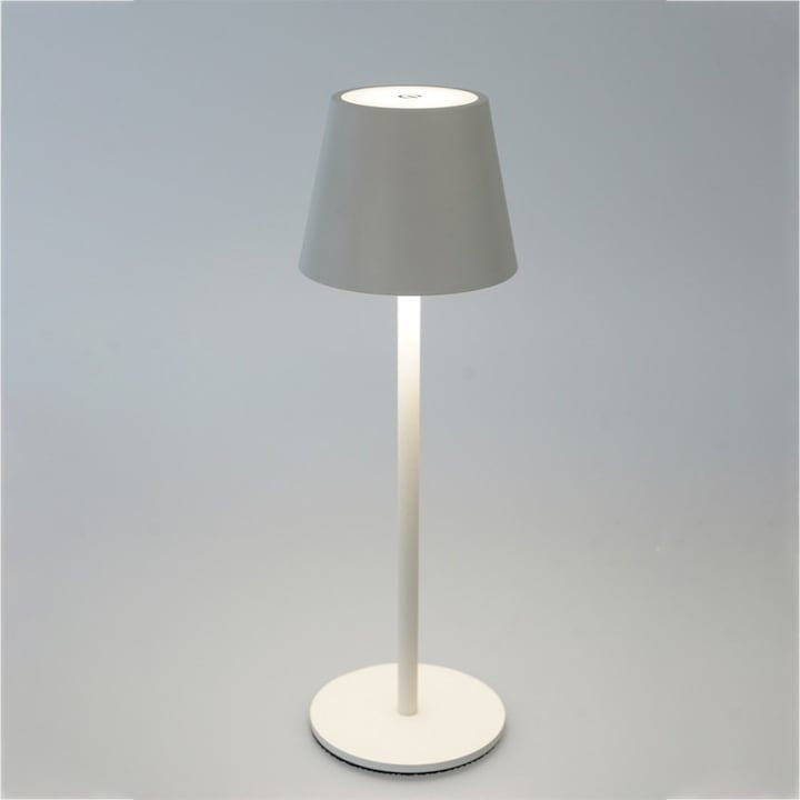 Lampa LED de masa, tocuh control, diametru 11cm, inaltime 36 cm, cu 3 intensitati de lumina, cap detasabil, alb