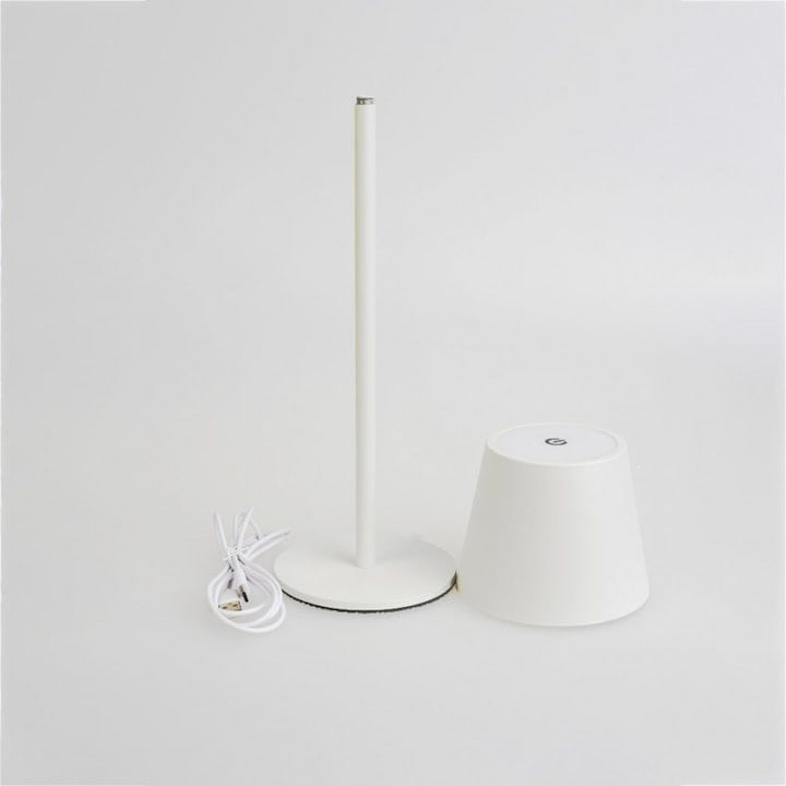 Lampa LED de masa, tocuh control, diametru 11cm, inaltime 36 cm, cu 3 intensitati de lumina, cap detasabil, alb