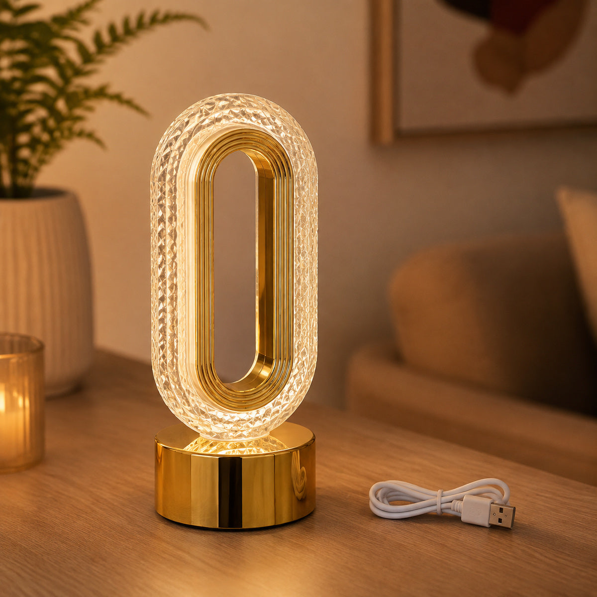 Lampă LED Decorativă cu Efect de Flacără și Alimentare USB, Auriu – imagine 2