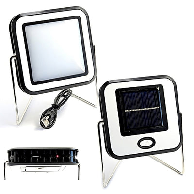 Lampa LED patrata, FOXMAG24, incarcare solara, USB si functie powerbank, lumina alb rece cu acumulator
