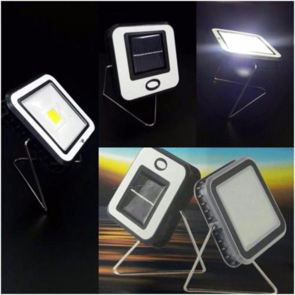 Lampa LED patrata, FOXMAG24, incarcare solara, USB si functie powerbank, lumina alb rece cu acumulator