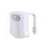Lampa LED pentru toaleta, senzor miscare/lumina, cu 8 culori, din plastic, alb
