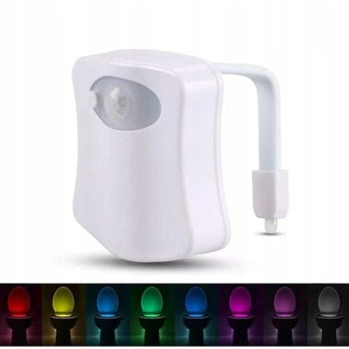 Lampa LED pentru toaleta, senzor miscare/lumina, cu 8 culori, din plastic, alb