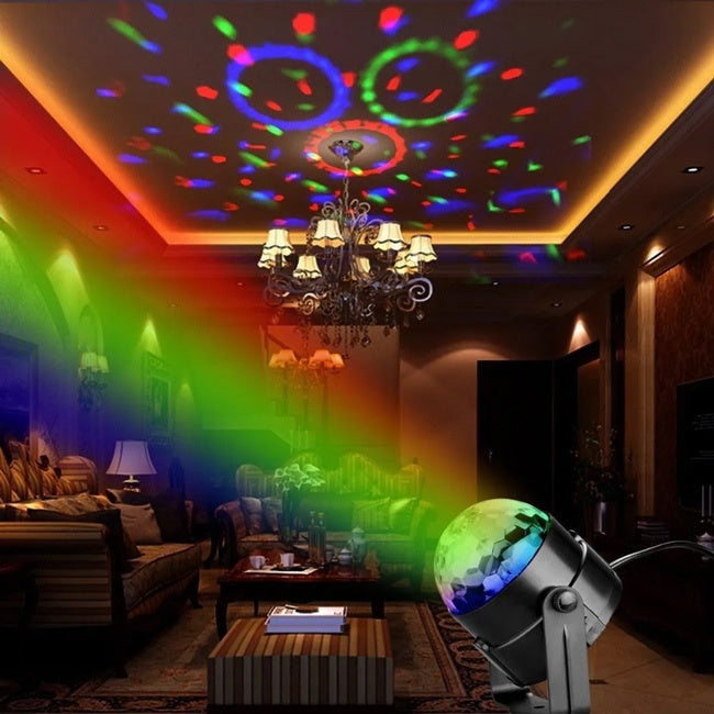 Lampă LED ritmică, cu telecomandă, RGB, 3W, Glob disco