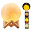 Lampa Luna cu Difuzor Aromaterapie, 3 lumini, imprimata 3D, cu touch, modelul nou cu Stand Lemn, FOXMAG24
