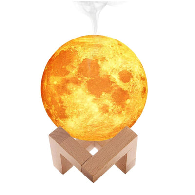 Lampa Luna cu umidificator 3D 15 CM LED, Stand Lemn, Alb Cald si Rece, Intensitate Reglabila, FOXMAG24®