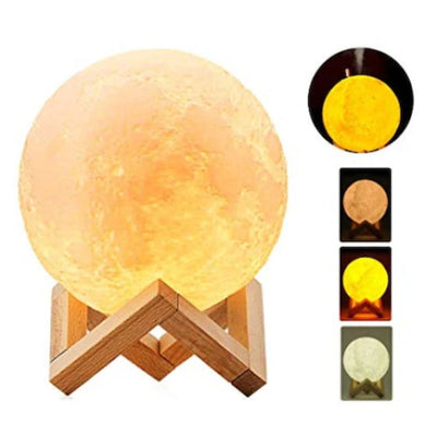 Lampa Luna cu umidificator 3D 15 CM LED, Stand Lemn, Alb Cald si Rece, Intensitate Reglabila, FOXMAG24®