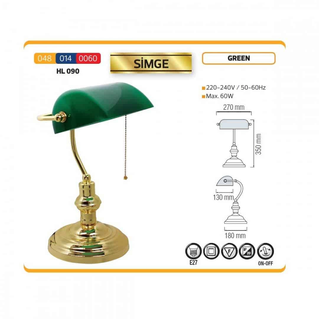 Lampa pentru birou cu dulie E27, max 60W, culoare verde-auriu
