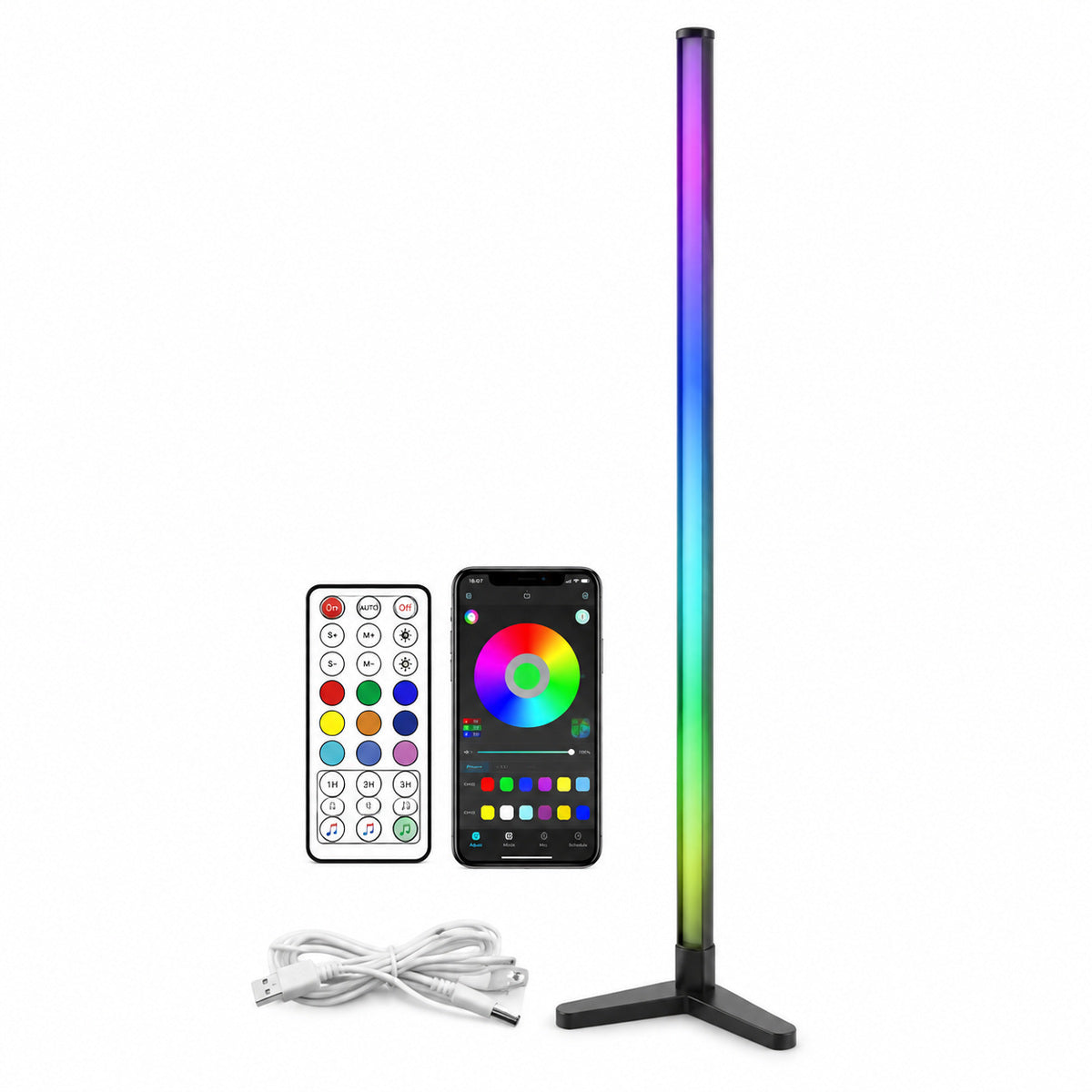 Lampă RGB de Podea pentru Colț, cu Telecomandă și Aplicație – imagine principală
