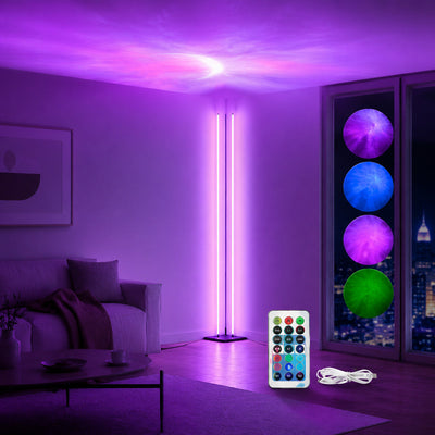 Lampă RGB de Podea pentru Colț, cu Telecomandă și Aplicație – imagine 2