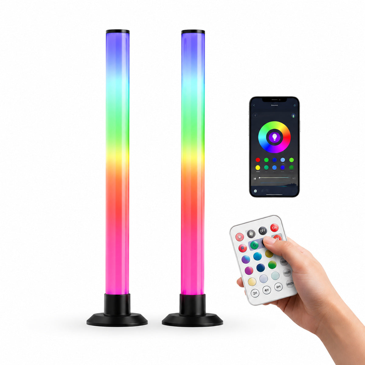 Lampă RGB de Podea Tip Colț, cu Telecomandă și Control din Aplicație – imagine principală
