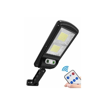 Lampa solara cu telecomanda, cu 2 celule, sistem de prindere pe stalp, senzor de miscare, din ABS, negru
