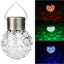 Lampa solara de gradina, cu 8 lumini colorate, cu suport de agatare, comutator ON/OFF, aspect de cristal, rezistenta la apa, alb