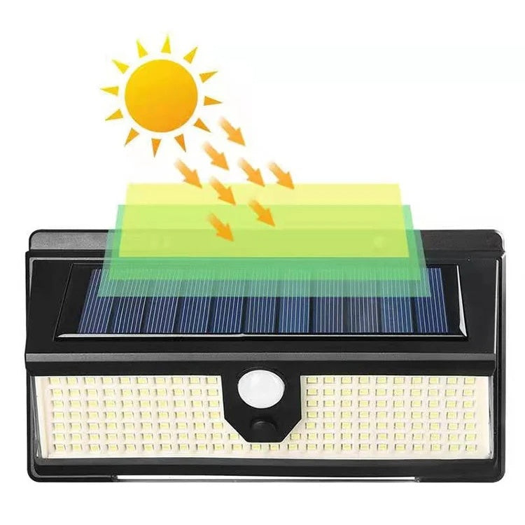 Lampa solara de gradina, cu prindere pe perete, cu 190 de LED-uri, 3 moduri de iluminare, waterproof, negru
