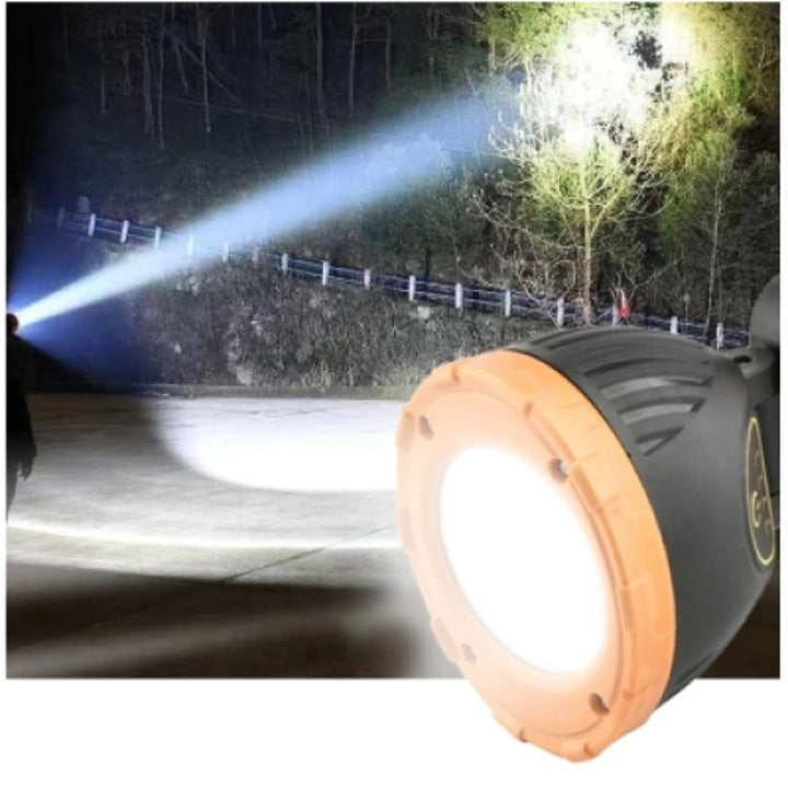 Lampa solara de lucru, cu maner, tip lanterna, panou solar, robusta si versatila, putere 20W, rezistenta la socuri, negru/galben