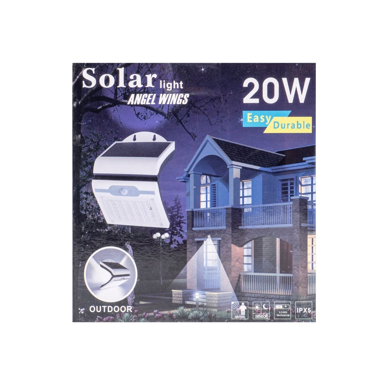 Lampa solara de perete 20W cu senzor de miscare, culoare alba