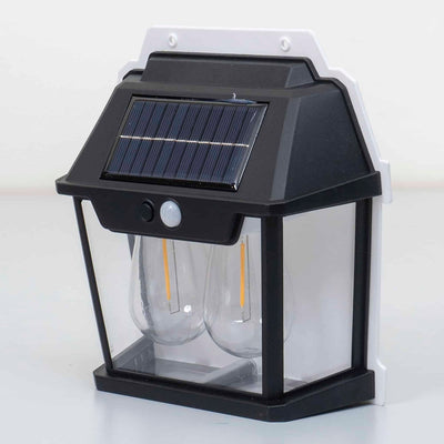 Lampa solara de perete cu 2 becuri LED, 28W, senzor miscare, 3 moduri lumina