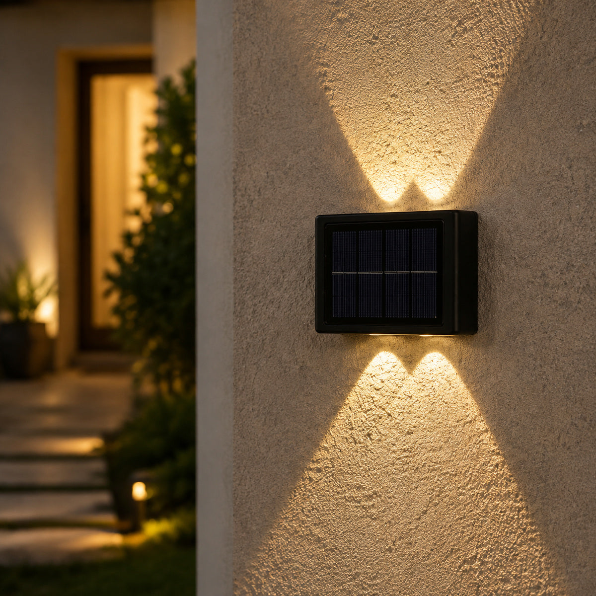 Lampă Solară de Perete cu Lumină Sus-Jos, Negru – imagine 2