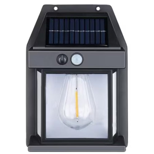 Lampa solara de perete, cu senzor de miscare, puterea becului 3W, iluminare LED, autonomie 6-12 ore, negru