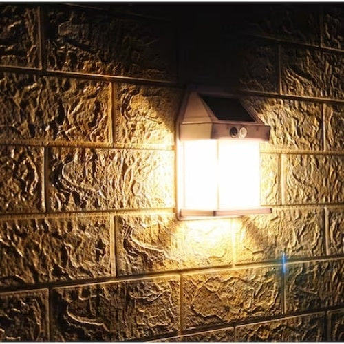 Lampa solara de perete, cu senzor de miscare, puterea becului 3W, iluminare LED, autonomie 6-12 ore, negru