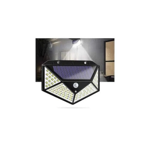 Lampa solara FOXMAG24 cu incarcare solara, 100 leduri, montare pe perete, alb/negru