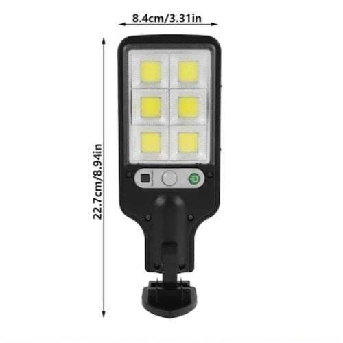 Lampa solara FOXMAG24 cu senzor de miscare, 6 leduri, 1.5W, telecomanda, negru
