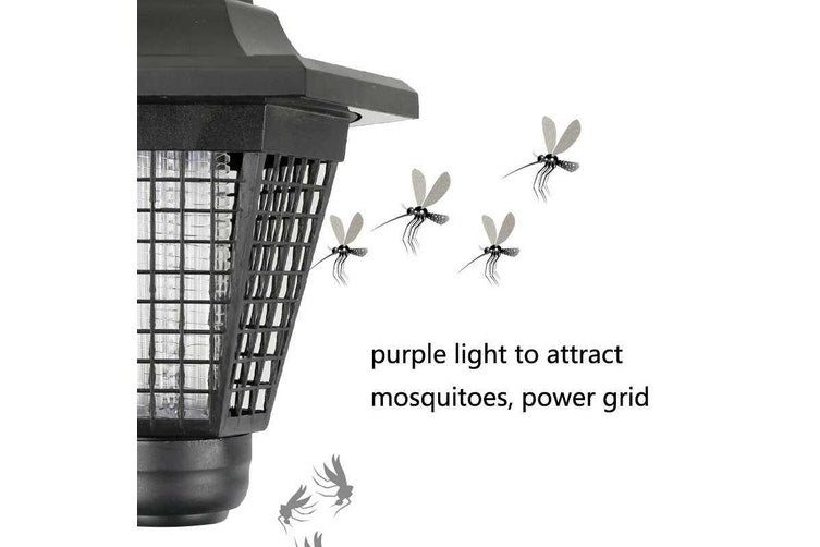 Lampa solara hexagonala, impermeabila, cu 3 LED-uri, cu grile anti- tantari, din ABS, pentru grădini, peluze, curți interioare, negru