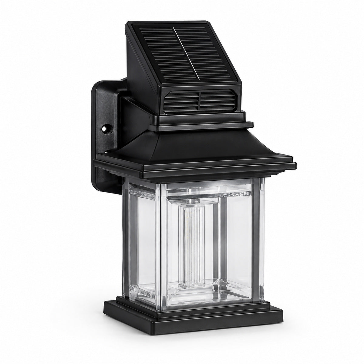 Lampă Solară LED de Perete, Acrilică, Negru-Transparent – imagine principală