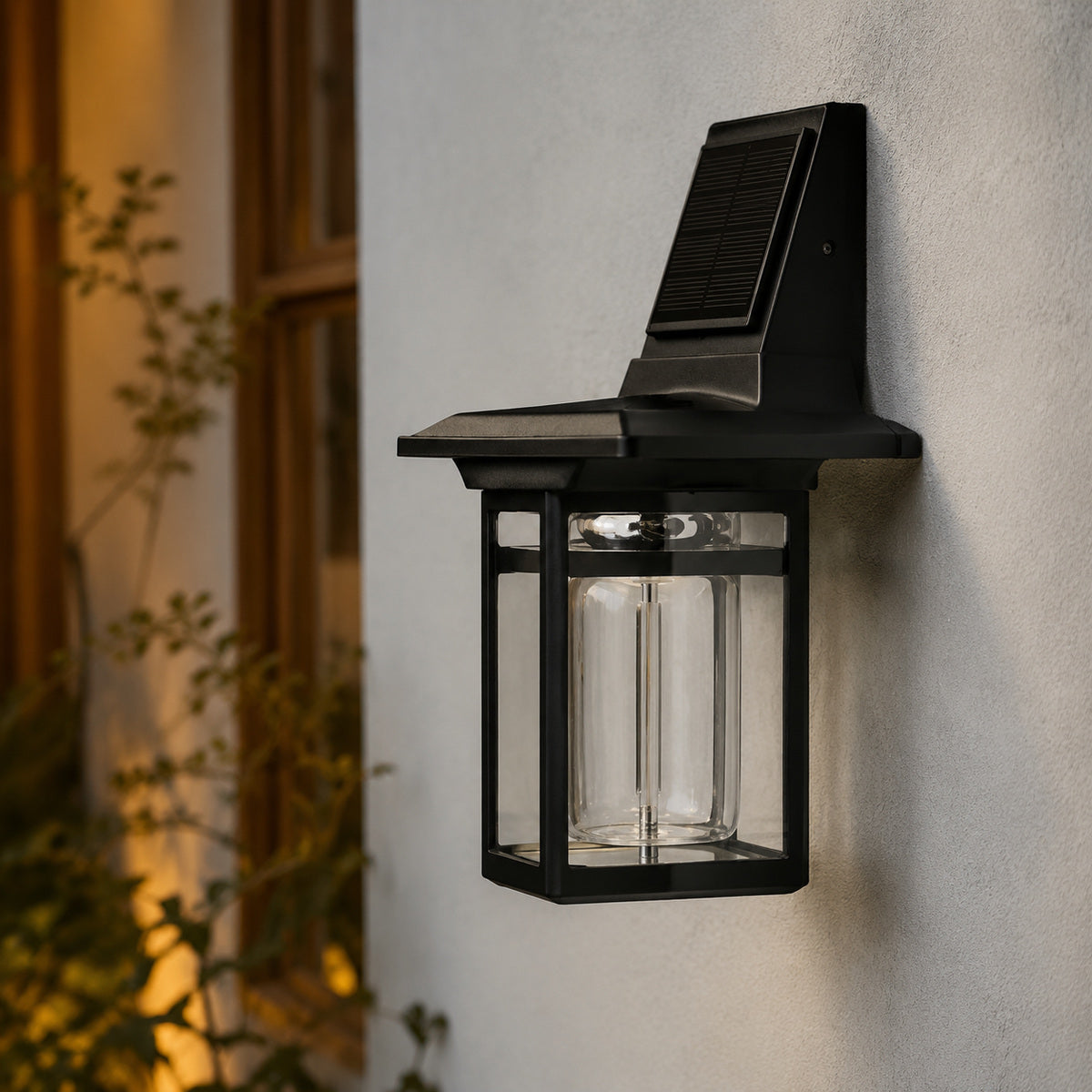 Lampă Solară LED de Perete, Acrilică, Negru-Transparent – imagine 2