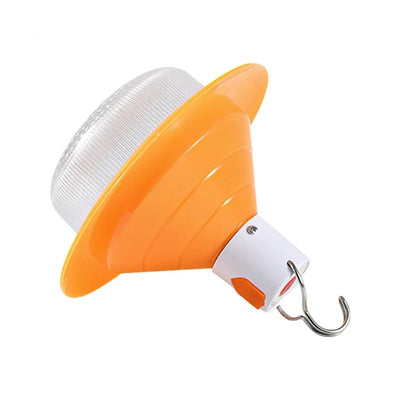 Lampa solara pentru camping, cu bec si panou solar, iluminare LED, cu senzor de lumina, alb/portocaliu