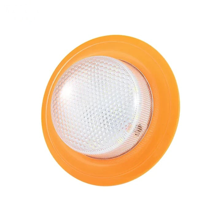 Lampa solara pentru camping, cu bec si panou solar, iluminare LED, cu senzor de lumina, alb/portocaliu