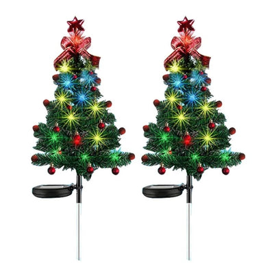 Lampa solara pentru gradina, LED, forma de brad, waterproof, cu tarus, 68cm inaltime, multicolor