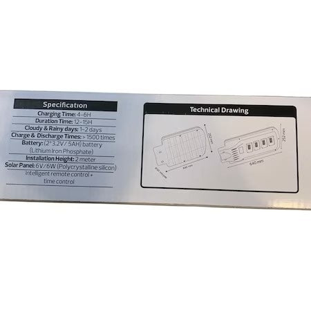 Lampa solara pentru iluminat stradal 1198 lm, 6400K, IP65, cu telecomanda si senzor de miscare