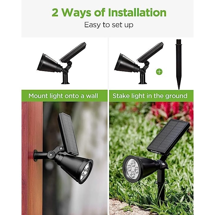 Lampa solara, reglabila, rezistenta la apa, cu prindere pe perete sau fixare in sol, negru