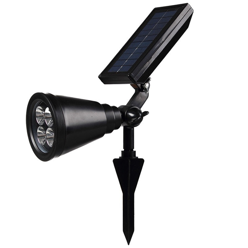 Lampa solara, reglabila, rezistenta la apa, cu prindere pe perete sau fixare in sol, negru