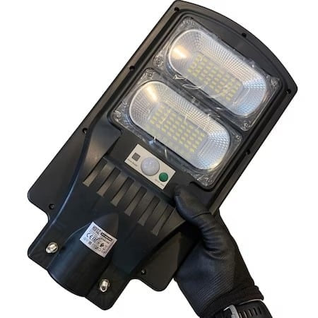 Lampa solara stradala 100W, 984 lm, 6400K, IP65, cu telecomanda si senzor miscare