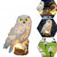 Lampa solara tip bufnita, cu iluminare LED, din ABS, cu senzor de lumina, fixare tip tarus, dimensiuni 9 x 7 x 45 cm, alb