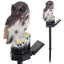 Lampa solara tip bufnita, cu iluminare LED, din ABS, cu senzor de lumina, fixare tip tarus, dimensiuni 9 x 7 x 45 cm, maro/negru