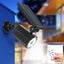 Lampa solara, tip camera video, cu senzor de miscare, lumina LED, telecomanda, acumulator, negru